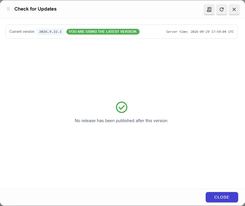 Check for Updates: you are using the latest version