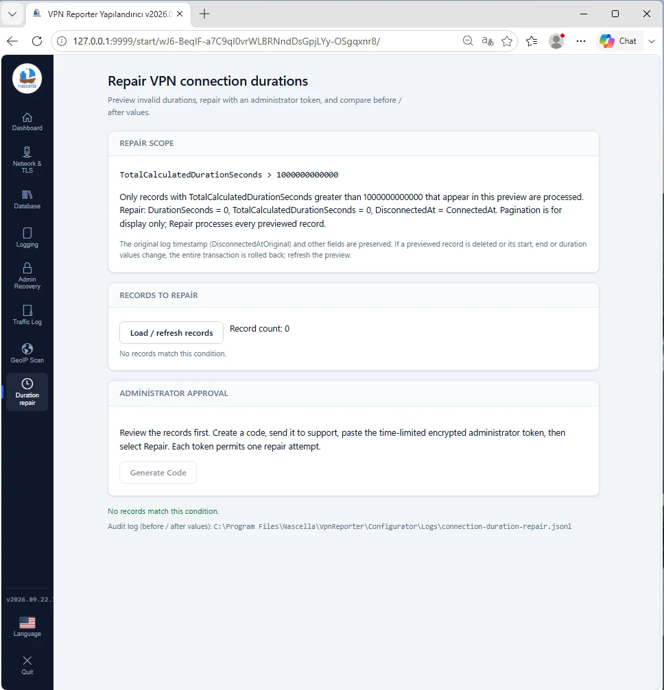 Repair VPN connection durations