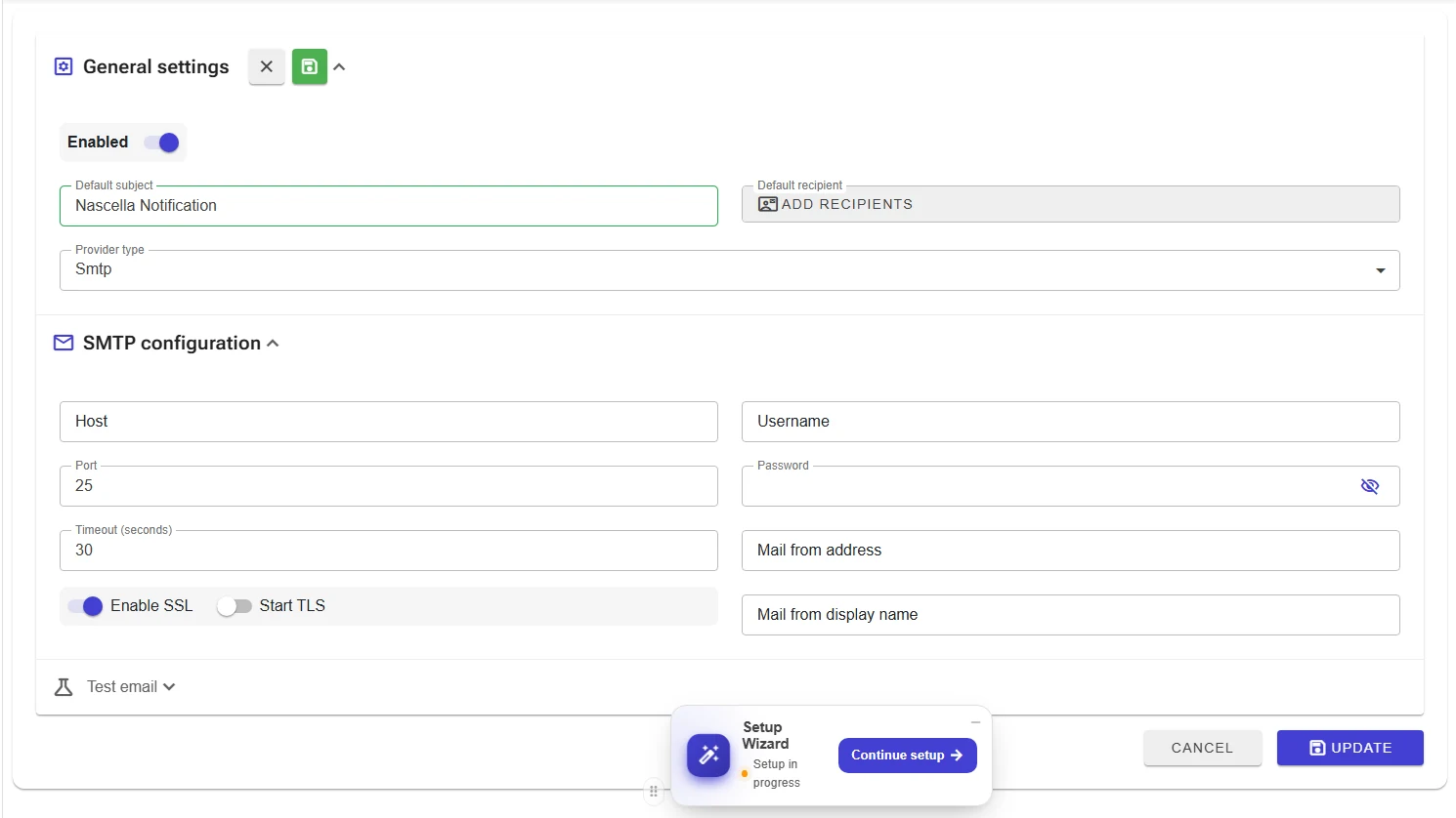 Email settings