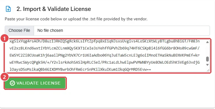 License code pasted