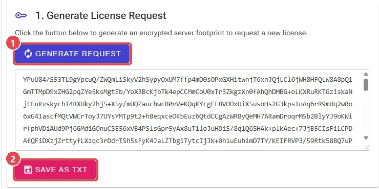 License request generated