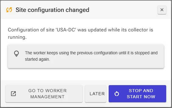 Site configuration changed