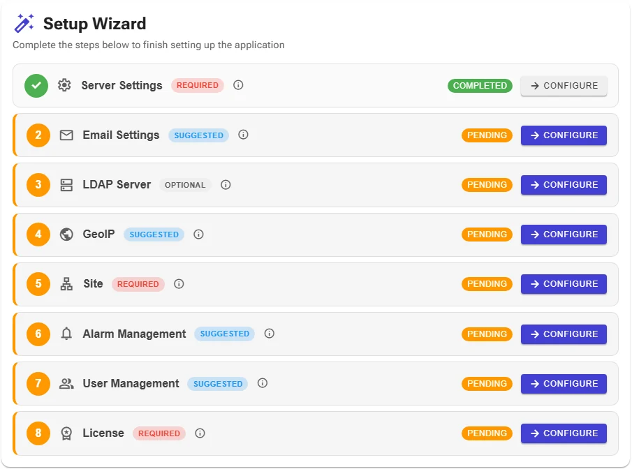 Server Settings completed