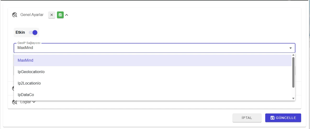 GeoIP sağlayıcı listesi